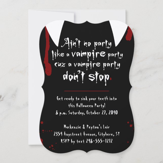 Vampire Fangs Glam Halloween Party Invitation (Front)