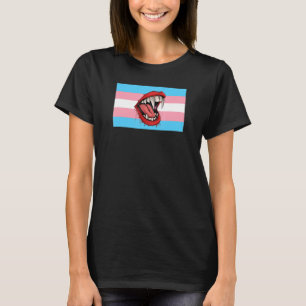Vampire Fangs Teeth Transgender Pride Flag Hallowe T-Shirt