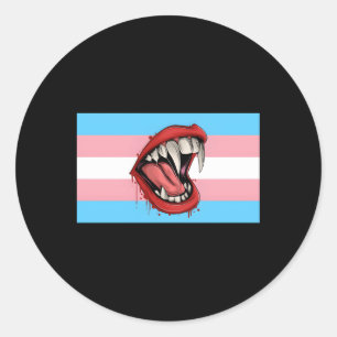 Vampire Fangs Th Transgender Pride Flag Halloween  Classic Round Sticker