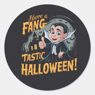 Vampire Funny Have a Fang-Tastic Halloween Classic Round Sticker