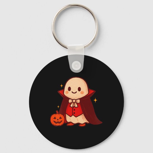 Vampire Ghost Shirt Cute Dracula Halloween Pumpkin Key Ring (Front)