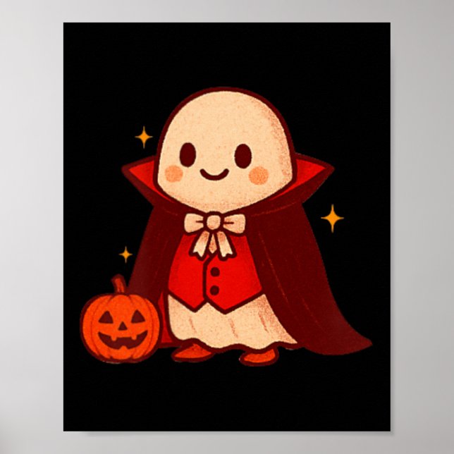 Vampire Ghost Shirt Cute Dracula Halloween Pumpkin Poster (Front)