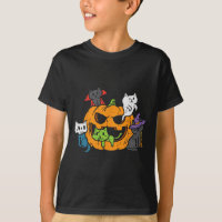 Vampire Ghost Zombie Witch Cats In Pumpkin Cute Ha
