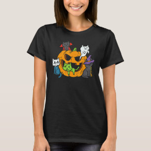 Vampire Ghost Zombie Witch Cats In Pumpkin Cute Ha T-Shirt