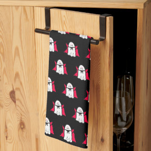 Vampire Ghosts on Black Tea Towel