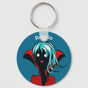 Vampire Girl - Cute Goth Character Name Key Ring