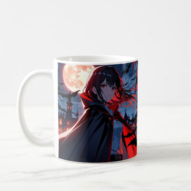 Vampire Girl Mug – Anime Halloween Coffee Mug (Left)