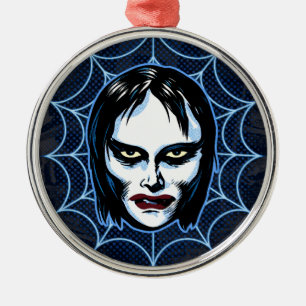 Vampire Girl Vintage Monster Mask Horror Metal Tree Decoration