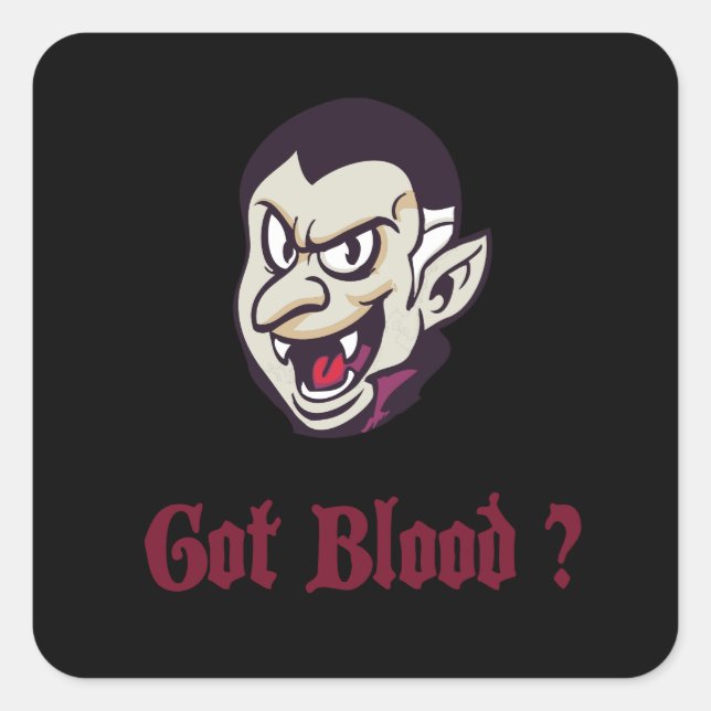 Vampire Got Blood Design Square Sticker (Front)