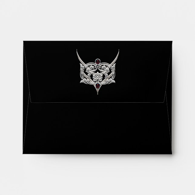 Vampire Goth Faux Leather Jewelled Wedding Envelopes (Back (Top Flap))