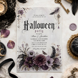 Vampire Gothic Floral Halloween Party Invitation