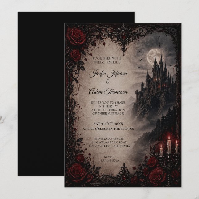 Vampire Gothic Halloween Wedding Invitation (Front/Back)