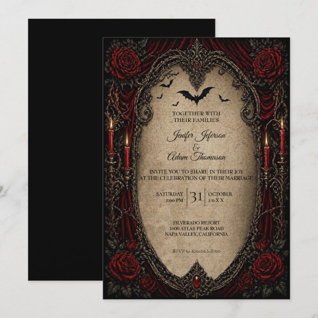 Vampire Gothic Halloween Wedding Invitation (Front/Back)