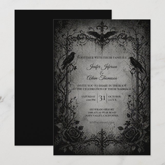 Vampire Gothic Halloween Wedding Invitation (Front/Back)
