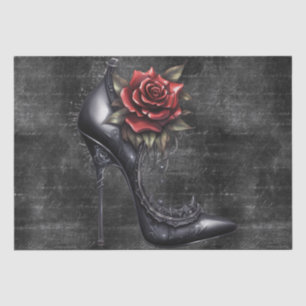 Vampire Gothic Rose Black Heel Pattern Tissue Paper