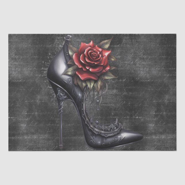 Vampire Gothic Rose Black Heel Pattern Tissue Paper (Front)