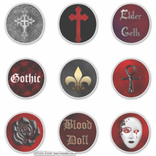 Vampire Gothic Round Collector's Stickers Set