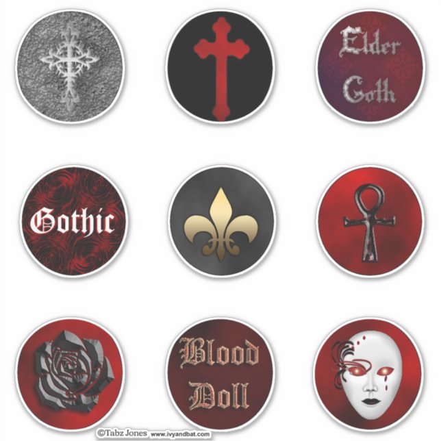 Vampire Gothic Round Collector's Stickers Set (Front)