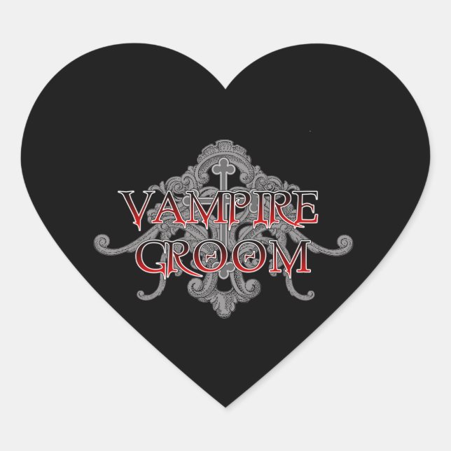 Vampire Groom Heart Sticker (Front)