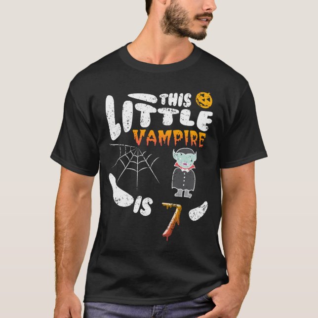 Vampire Halloween 7th Halloween Birthday Boy Girl T-Shirt (Front)
