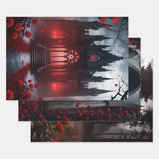 Vampire Halloween background  Wrapping Paper Sheet (Set)