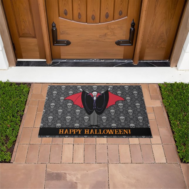 Vampire Halloween Custom Greeting Gothic Skulls Doormat (Outdoor)