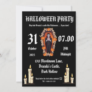 Vampire 🖤 halloween party- Black Invitation card