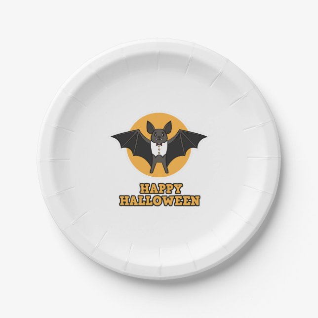 Vampire Halloween Party - Happy Halloween Paper Plate (Front)