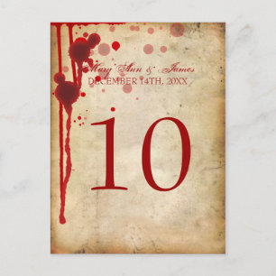 Vampire Halloween Table Number Fake Blood Red Postcard