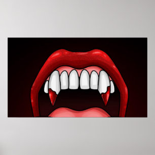 Vampire Halloween Teeth Poster