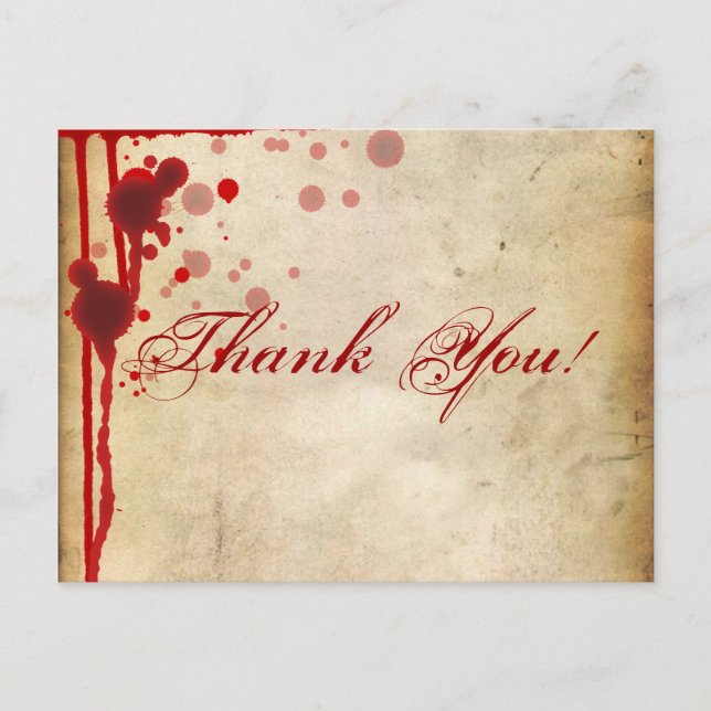 Vampire Halloween Thank You Note Fake Blood Red Postcard (Front)