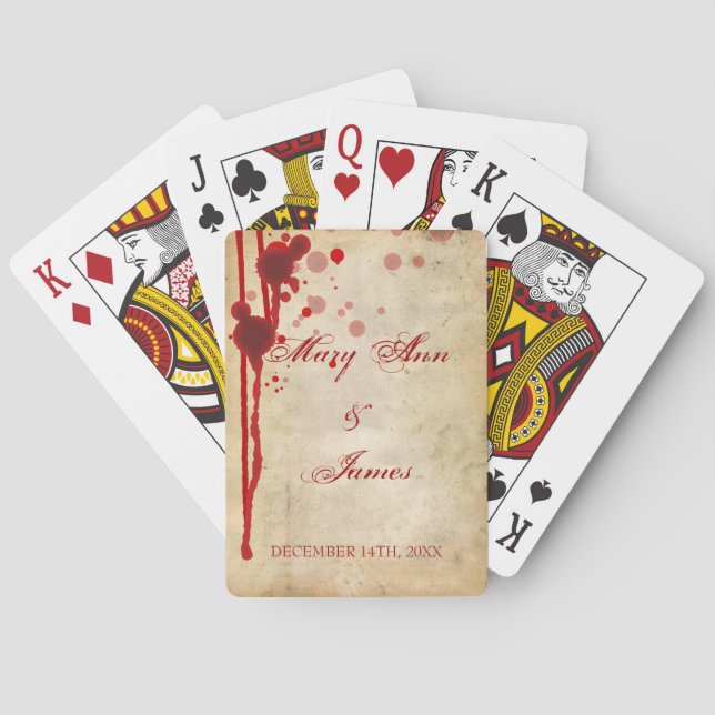 Vampire Halloween Wedding Favor Fake Blood Red Playing Cards (Back)