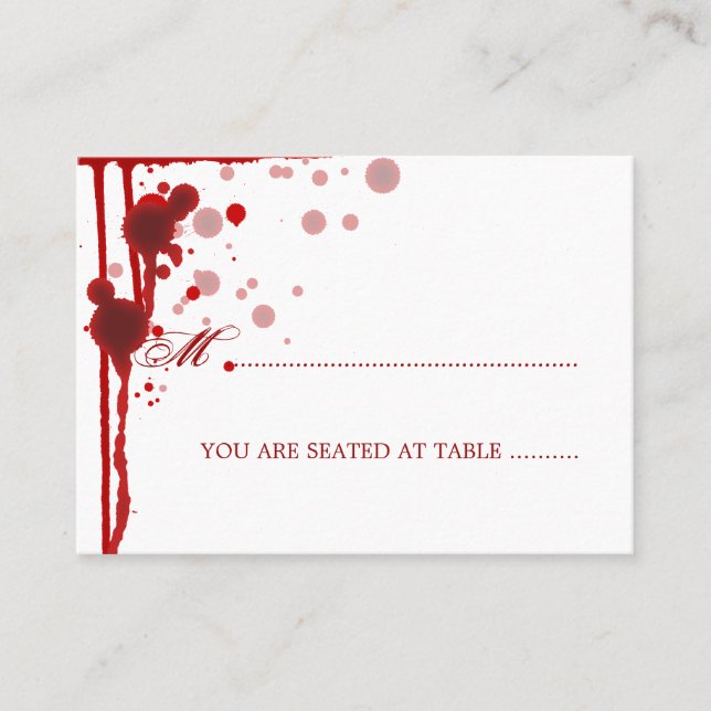 Vampire Halloween Wedding Placecards Fake Blood (Front)