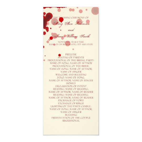 Vampire Halloween Wedding Program Fake Blood Red