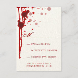 Vampire Halloween Wedding RSVP Fake Blood Red