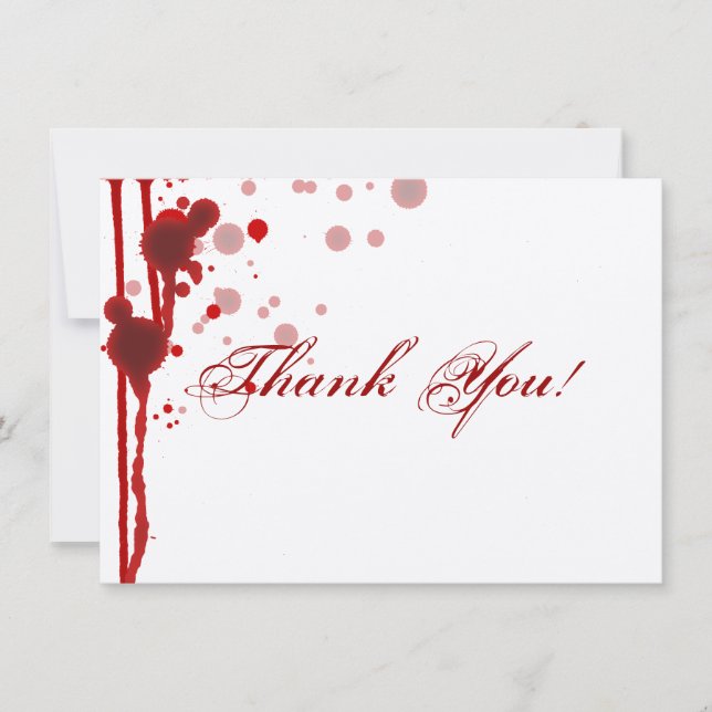 Vampire Halloween Wedding Thank You Fake Blood Red Card (Front)