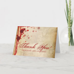 Vampire Halloween Wedding "Thank you" Fake Blood Thank You Card