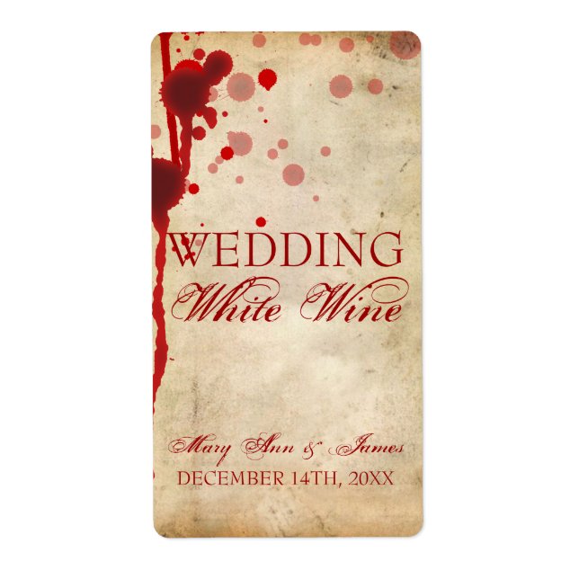 Vampire Halloween Wine Label Fake Blood Red (Front)