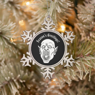 Vampire Horror Snowflake Pewter Christmas Ornament