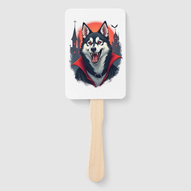 Vampire Husky Bite Hand Fan (Front)