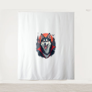 Vampire Husky Bite Tapestry