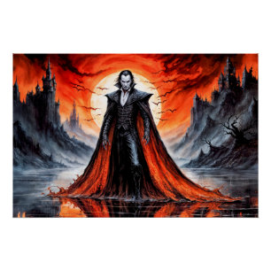 Vampire in Red Moonlight Poster
