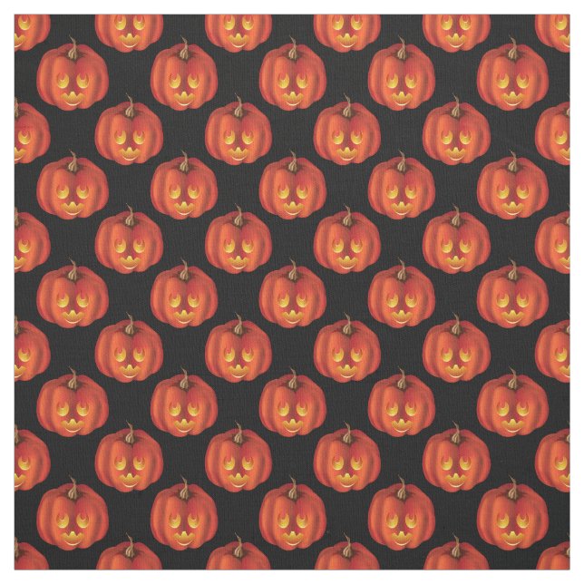 Vampire Jack O Lantern Halloween Pattern Fabric (Swatch)