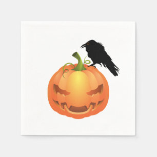 Vampire Jack o'lantern with Raven Napkin