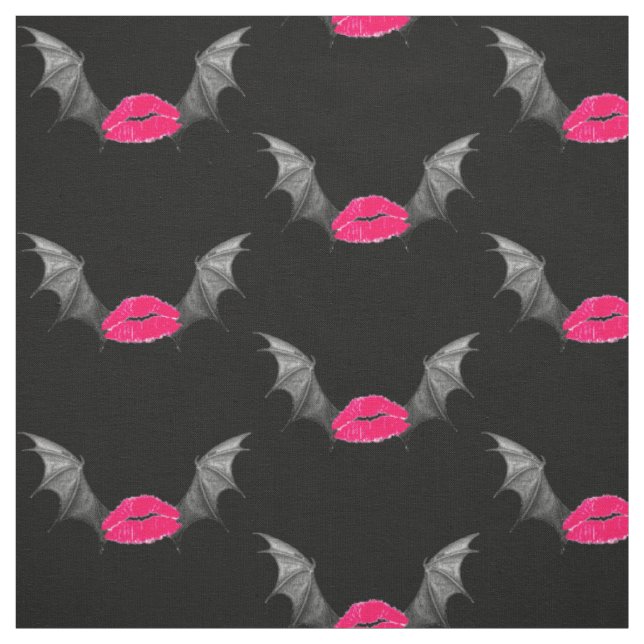 Vampire Kiss Demon Wing Goth Art Fabric (Swatch)