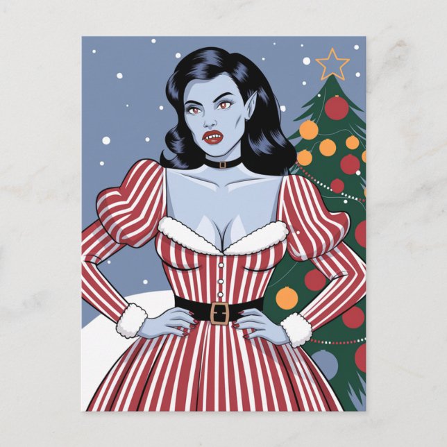 Vampire Lady Christmas Postcard (Front)