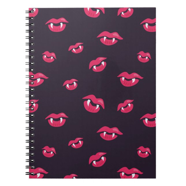 Vampire Lips And Fangs Gothic Pattern Notebook (Front)