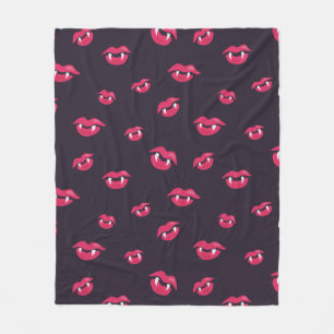 Vampire Lips And Fangs Pattern Fleece Blanket