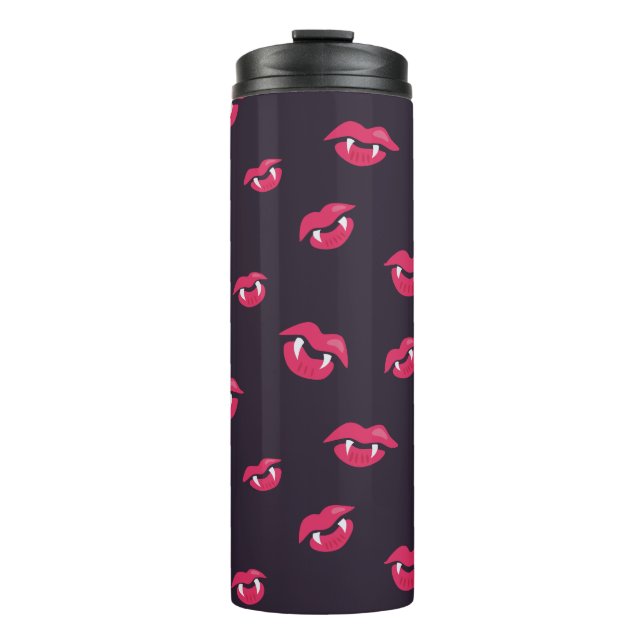 Vampire Lips And Fangs Pattern Thermal Tumbler (Front)
