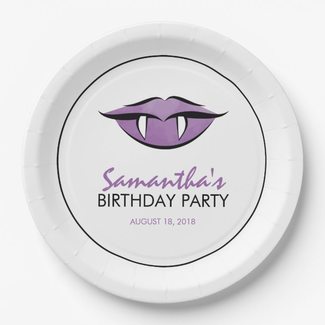 Vampire Lips Goth Birthday Party Paper Plates (Front)
